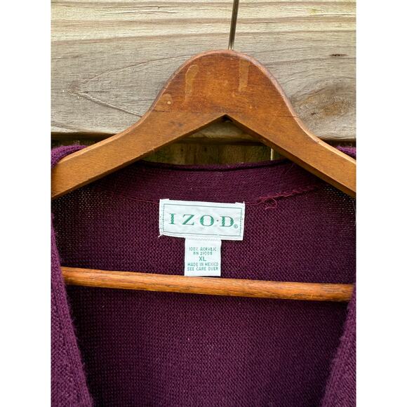 Vintage IZOD 80s Plum Cardigan Crest Embroidery - Picture 5 of 9